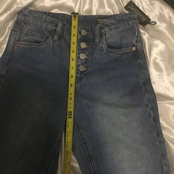 Blank NYC Medium Wash Button up Madison Light Wash High rise Crop Jeans 25 - Picture 8 of 11